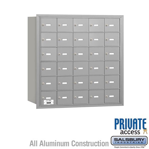 Salsbury 4B+ Horizontal Mailbox - 30 A Doors - Aluminum - Rear Loading - Private Access - Sweatfully