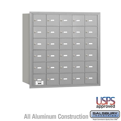 Salsbury 4B+ Horizontal Mailbox - 30 A Doors - Aluminum - Rear Loading - USPS Access - Sweatfully