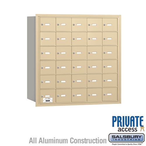 Salsbury 4B+ Horizontal Mailbox - 30 A Doors - Sandstone - Rear Loading - Private Access - Sweatfully