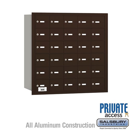 Salsbury 4B+ Horizontal Mailbox - 30 A Doors - Bronze - Rear Loading - Private Access - Sweatfully