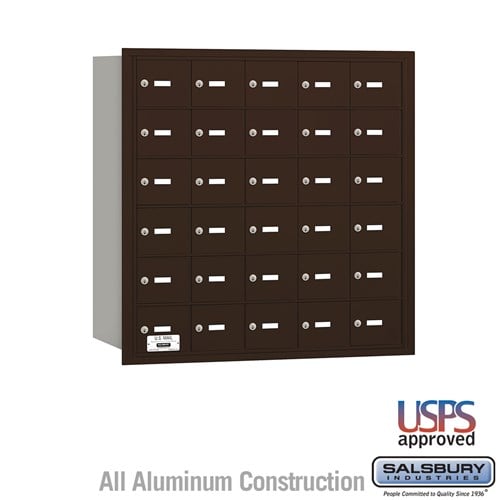 Salsbury 4B+ Horizontal Mailbox - 30 A Doors - Bronze - Rear Loading - USPS Access - Sweatfully