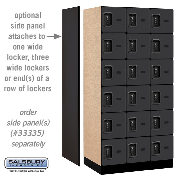 Salsbury 12" Wide Six Tier Box Style Designer Wood Locker - 3 Wide - 6 Feet High - 21 Inches Deep - Black - Black Resettable Combination Locks - Sweatfully