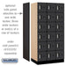 Salsbury 12" Wide Six Tier Box Style Designer Wood Locker - 3 Wide - 6 Feet High - 21 Inches Deep - Black - Silver Electronic Locks - Sweatfully