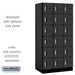 Salsbury 12" Wide Six Tier Box Style Designer Wood Locker - 3 Wide - 6 Feet High - 21 Inches Deep - Black - Silver Electronic Locks - Sweatfully