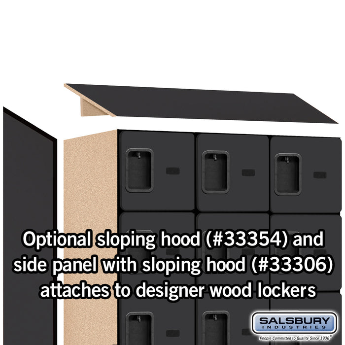 Salsbury 12" Wide Six Tier Box Style Designer Wood Locker - 3 Wide - 6 Feet High - 21 Inches Deep - Black - Hasps - Sweatfully