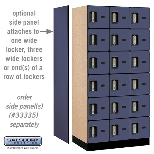 Salsbury 12" Wide Six Tier Box Style Designer Wood Locker - 3 Wide - 6 Feet High - 21 Inches Deep - Blue - Silver Electronic Locks - Sweatfully