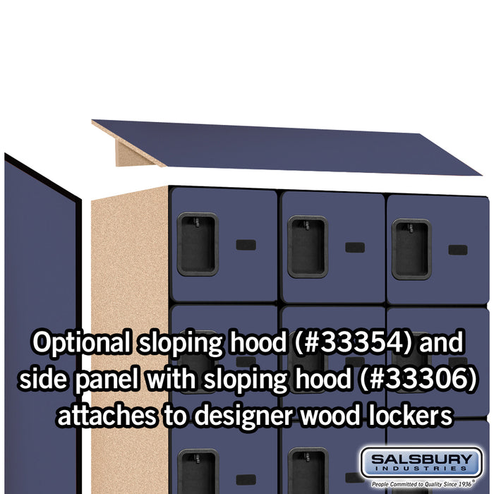 Salsbury 12" Wide Six Tier Box Style Designer Wood Locker - 3 Wide - 6 Feet High - 21 Inches Deep - Blue - Hasps - Sweatfully