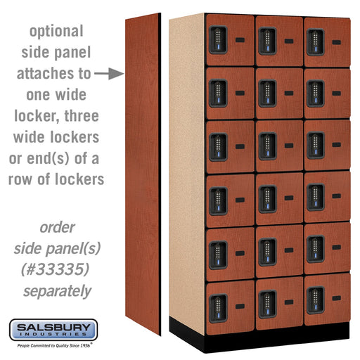 Salsbury 12" Wide Six Tier Box Style Designer Wood Locker - 3 Wide - 6 Feet High - 21 Inches Deep - Cherry - Black Electronic Locks - Sweatfully