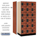 Salsbury 12" Wide Six Tier Box Style Designer Wood Locker - 3 Wide - 6 Feet High - 21 Inches Deep - Cherry - Black Resettable Combination Locks - Sweatfully