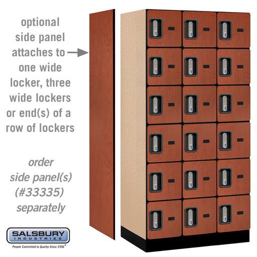 Salsbury 12" Wide Six Tier Box Style Designer Wood Locker - 3 Wide - 6 Feet High - 21 Inches Deep - Cherry - Silver Electronic Locks - Sweatfully