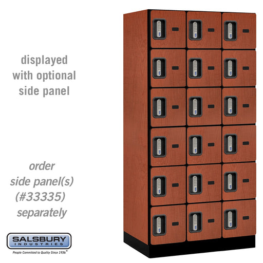 Salsbury 12" Wide Six Tier Box Style Designer Wood Locker - 3 Wide - 6 Feet High - 21 Inches Deep - Cherry - Silver Electronic Locks - Sweatfully