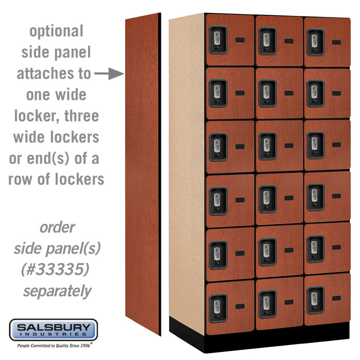 Salsbury 12" Wide Six Tier Box Style Designer Wood Locker - 3 Wide - 6 Feet High - 21 Inches Deep - Cherry - Silver Resettable Combination Locks - Sweatfully
