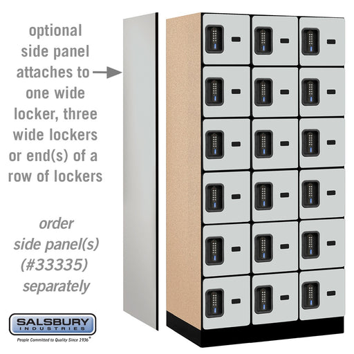 Salsbury 12" Wide Six Tier Box Style Designer Wood Locker - 3 Wide - 6 Feet High - 21 Inches Deep - Gray - Black Electronic Locks - Sweatfully
