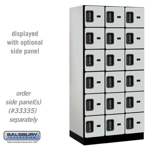 Salsbury 12" Wide Six Tier Box Style Designer Wood Locker - 3 Wide - 6 Feet High - 21 Inches Deep - Gray - Black Electronic Locks - Sweatfully