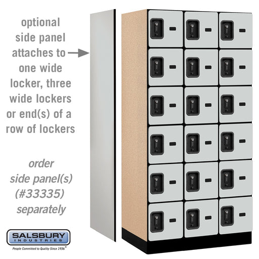 Salsbury 12" Wide Six Tier Box Style Designer Wood Locker - 3 Wide - 6 Feet High - 21 Inches Deep - Gray - Black Resettable Combination Locks - Sweatfully