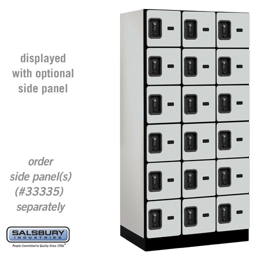 Salsbury 12" Wide Six Tier Box Style Designer Wood Locker - 3 Wide - 6 Feet High - 21 Inches Deep - Gray - Black Resettable Combination Locks - Sweatfully