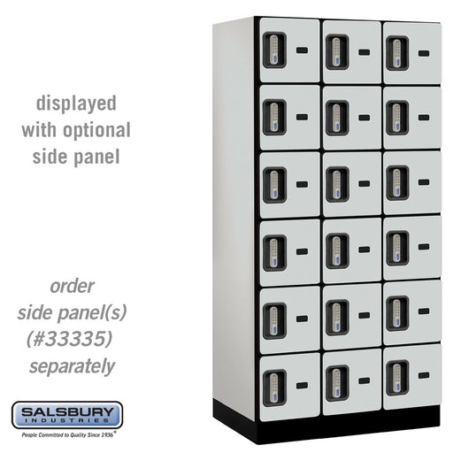 Salsbury 12" Wide Six Tier Box Style Designer Wood Locker - 3 Wide - 6 Feet High - 21 Inches Deep - Gray - Silver Electronic Locks - Sweatfully