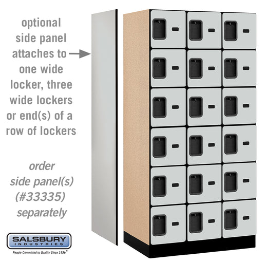 Salsbury 12" Wide Six Tier Box Style Designer Wood Locker - 3 Wide - 6 Feet High - 21 Inches Deep - Gray - Hasps - Sweatfully