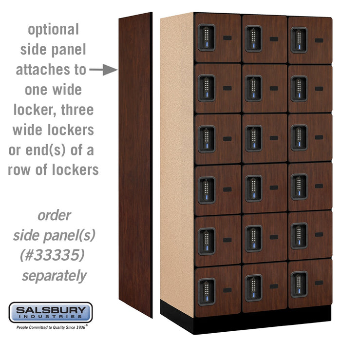 Salsbury 12" Wide Six Tier Box Style Designer Wood Locker - 3 Wide - 6 Feet High - 21 Inches Deep - Mahogany - Black Electronic Locks - Sweatfully