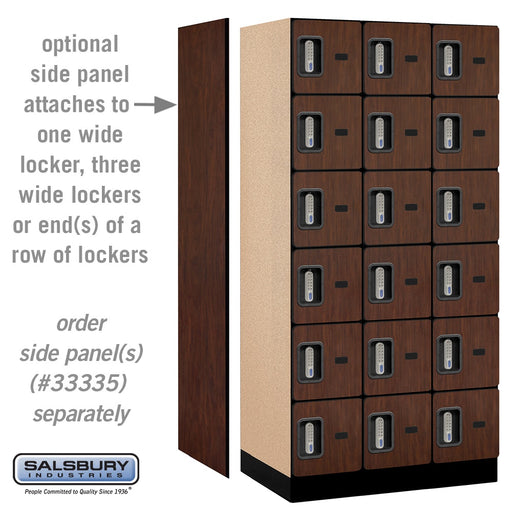 Salsbury 12" Wide Six Tier Box Style Designer Wood Locker - 3 Wide - 6 Feet High - 21 Inches Deep - Mahogany - Silver Electronic Locks - Sweatfully