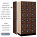 Salsbury 12" Wide Six Tier Box Style Designer Wood Locker - 3 Wide - 6 Feet High - 21 Inches Deep - Mahogany - Silver Resettable Combination Locks - Sweatfully