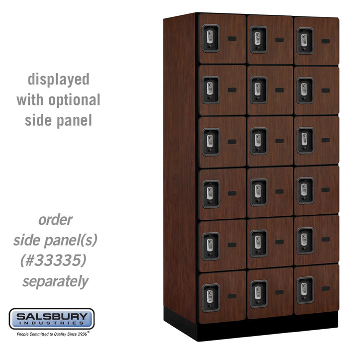 Salsbury 12" Wide Six Tier Box Style Designer Wood Locker - 3 Wide - 6 Feet High - 21 Inches Deep - Mahogany - Silver Resettable Combination Locks - Sweatfully