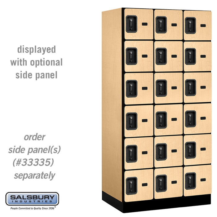 Salsbury 12" Wide Six Tier Box Style Designer Wood Locker - 3 Wide - 6 Feet High - 21 Inches Deep - Maple - Black Resettable Combination Locks - Sweatfully