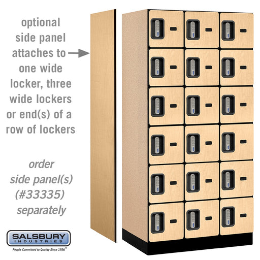 Salsbury 12" Wide Six Tier Box Style Designer Wood Locker - 3 Wide - 6 Feet High - 21 Inches Deep - Maple - Silver Electronic Locks - Sweatfully