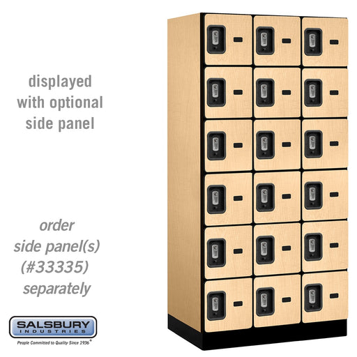 Salsbury 12" Wide Six Tier Box Style Designer Wood Locker - 3 Wide - 6 Feet High - 21 Inches Deep - Maple - Silver Resettable Combination Locks - Sweatfully