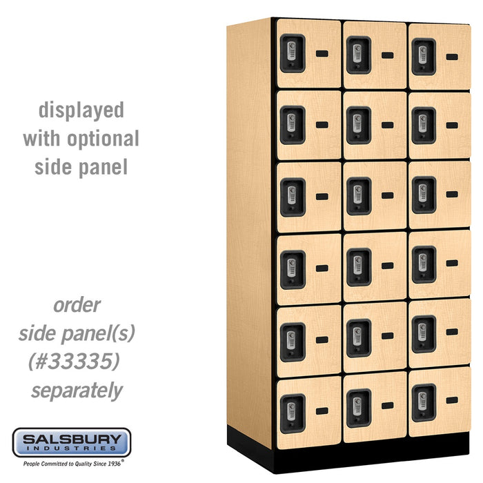 Salsbury 12" Wide Six Tier Box Style Designer Wood Locker - 3 Wide - 6 Feet High - 21 Inches Deep - Maple - Silver Resettable Combination Locks - Sweatfully