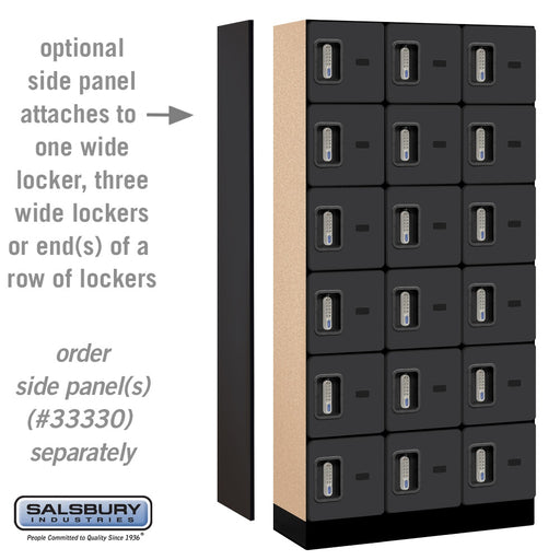 Salsbury 12" Wide Six Tier Box Style Designer Wood Locker - 3 Wide - 6 Feet High - 15 Inches Deep - Black - Silver Electronic Locks - Sweatfully