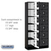 Salsbury 12" Wide Six Tier Box Style Designer Wood Locker - 3 Wide - 6 Feet High - 15 Inches Deep - Black - Silver Resettable Combination Locks - Sweatfully
