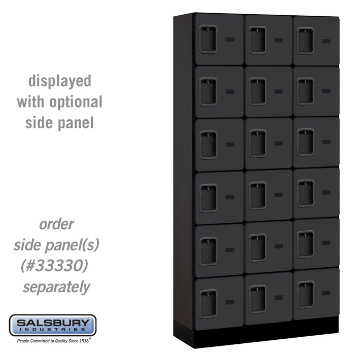 Salsbury 12" Wide Six Tier Box Style Designer Wood Locker - 3 Wide - 6 Feet High - 15 Inches Deep - Black - Hasps - Sweatfully