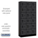 Salsbury 12" Wide Six Tier Box Style Designer Wood Locker - 3 Wide - 6 Feet High - 15 Inches Deep - Black - Hasps - Sweatfully