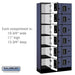 Salsbury 12" Wide Six Tier Box Style Designer Wood Locker - 3 Wide - 6 Feet High - 15 Inches Deep - Blue - Black Electronic Locks - Sweatfully
