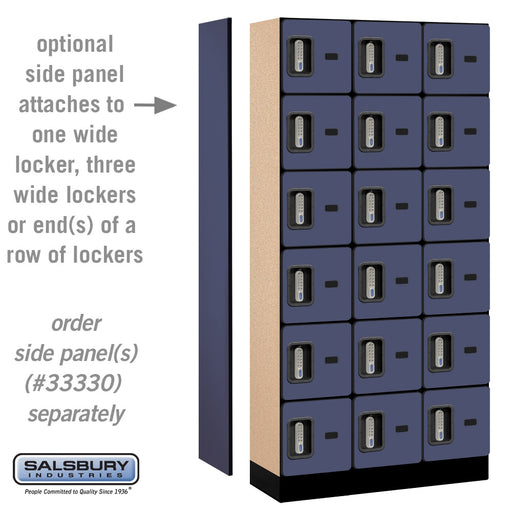 Salsbury 12" Wide Six Tier Box Style Designer Wood Locker - 3 Wide - 6 Feet High - 15 Inches Deep - Blue - Silver Electronic Locks - Sweatfully