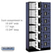 Salsbury 12" Wide Six Tier Box Style Designer Wood Locker - 3 Wide - 6 Feet High - 15 Inches Deep - Blue - Silver Electronic Locks - Sweatfully