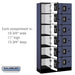 Salsbury 12" Wide Six Tier Box Style Designer Wood Locker - 3 Wide - 6 Feet High - 15 Inches Deep - Blue - Silver Resettable Combination Locks - Sweatfully