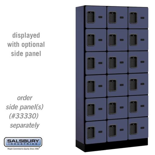 Salsbury 12" Wide Six Tier Box Style Designer Wood Locker - 3 Wide - 6 Feet High - 15 Inches Deep - Blue - Hasps - Sweatfully