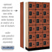 Salsbury 12" Wide Six Tier Box Style Designer Wood Locker - 3 Wide - 6 Feet High - 15 Inches Deep - Cherry - Black Resettable Combination Locks - Sweatfully