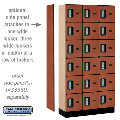 Salsbury 12" Wide Six Tier Box Style Designer Wood Locker - 3 Wide - 6 Feet High - 15 Inches Deep - Cherry - Silver Electronic Locks - Sweatfully