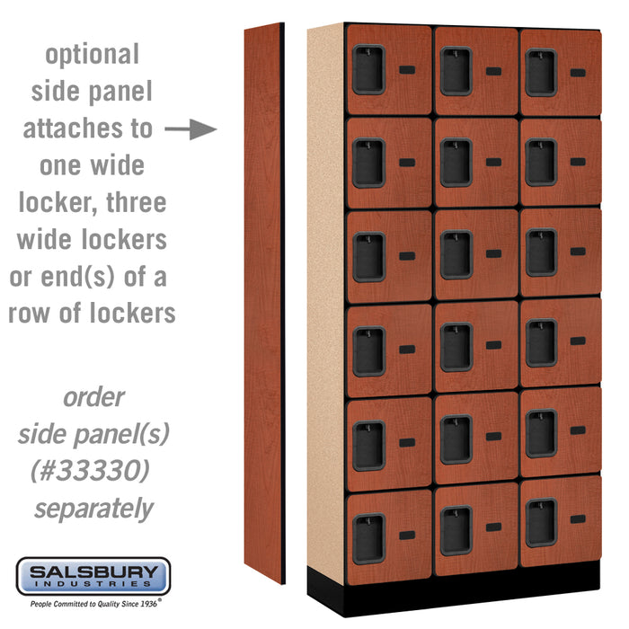 Salsbury 12" Wide Six Tier Box Style Designer Wood Locker - 3 Wide - 6 Feet High - 15 Inches Deep - Cherry - Hasps - Sweatfully