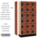 Salsbury 12" Wide Six Tier Box Style Designer Wood Locker - 3 Wide - 6 Feet High - 15 Inches Deep - Cherry - Hasps - Sweatfully