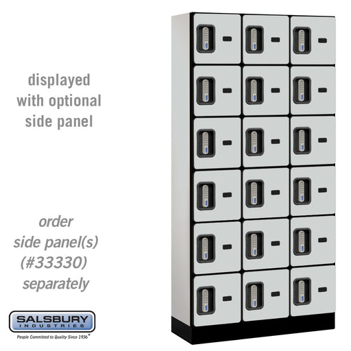 Salsbury 12" Wide Six Tier Box Style Designer Wood Locker - 3 Wide - 6 Feet High - 15 Inches Deep - Gray - Silver Electronic Locks - Sweatfully