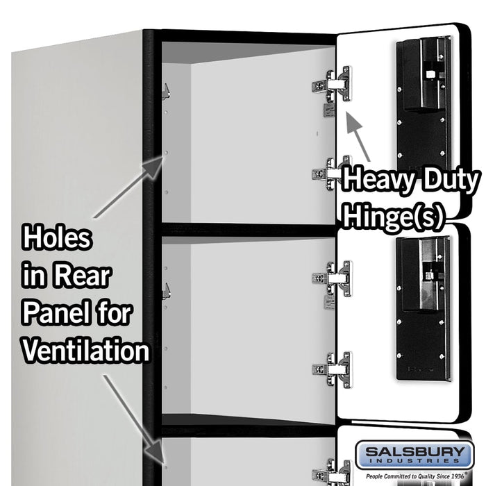 Salsbury 12" Wide Six Tier Box Style Designer Wood Locker - 3 Wide - 6 Feet High - 15 Inches Deep - Gray - Hasps - Sweatfully
