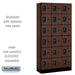 Salsbury 12" Wide Six Tier Box Style Designer Wood Locker - 3 Wide - 6 Feet High - 15 Inches Deep - Mahogany - Black Resettable Combination Locks - Sweatfully