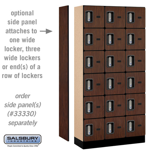 Salsbury 12" Wide Six Tier Box Style Designer Wood Locker - 3 Wide - 6 Feet High - 15 Inches Deep - Mahogany - Silver Electronic Locks - Sweatfully