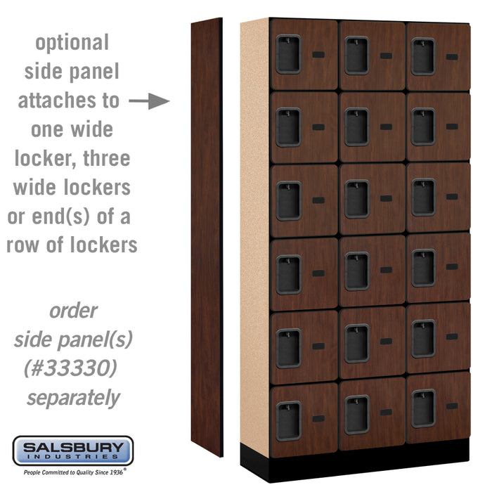 Salsbury 12" Wide Six Tier Box Style Designer Wood Locker - 3 Wide - 6 Feet High - 15 Inches Deep - Mahogany - Hasps - Sweatfully