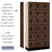 Salsbury 12" Wide Six Tier Box Style Designer Wood Locker - 3 Wide - 6 Feet High - 15 Inches Deep - Mahogany - Hasps - Sweatfully
