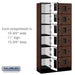 Salsbury 12" Wide Six Tier Box Style Designer Wood Locker - 3 Wide - 6 Feet High - 15 Inches Deep - Mahogany - Hasps - Sweatfully